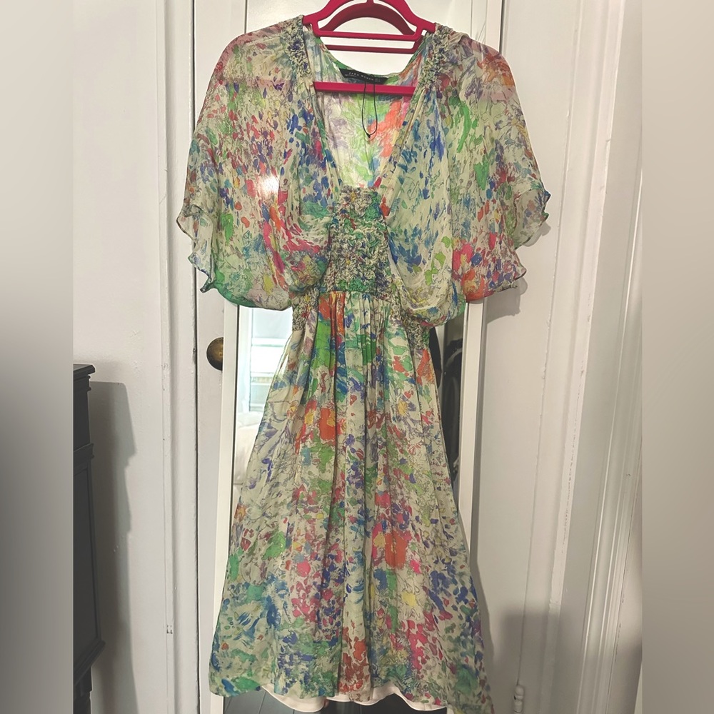 Zara floral pattern midi dress